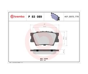 Jeu de plaquettes de frein BREMBO P 83 089, arrière