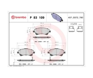 Jeu de plaquettes de frein BREMBO P 83 109, avant