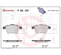Jeu de plaquettes de frein BREMBO P 85 107 pour MULTIVAN T5 2 2003-2015