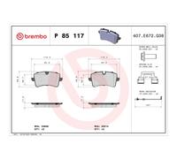 Jeu de plaquettes de frein BREMBO P 85 117, arrière