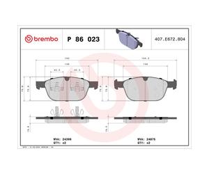 Jeu de plaquettes de frein BREMBO P 86 023, avant