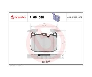 Jeu de plaquettes de frein BREMBO Xtra P 06 088X, avant