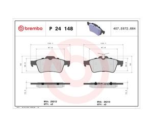 Jeu de plaquettes de frein BREMBO Xtra P 24 148X, arrière