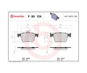 Jeu de plaquettes de frein BREMBO Xtra P 85 124X, arrière
