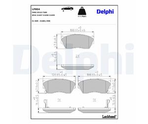 Jeu de plaquettes de frein DELPHI LP804, avant