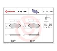 Jeu de plaquettes de frein, frein à disque BREMBO P 59 052