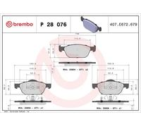 Jeu de plaquettes de frein, frein à disque BREMBO P28076