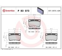 Jeu de plaquettes de frein BREMBO P 83 073, arrière