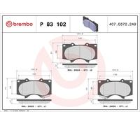 Jeu de plaquettes de frein, frein à disque BREMBO P83102