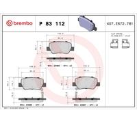 Jeu de plaquettes de frein, frein à disque BREMBO P83112