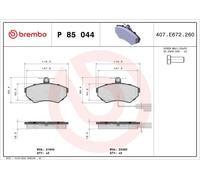 Brembo P85044 Plaquettes de Frein Avant