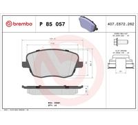 Jeu de plaquettes de frein, frein à disque BREMBO P85057