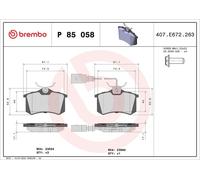 Jeu de plaquettes de frein, frein à disque BREMBO P85058