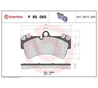 Jeu de plaquettes de frein, frein à disque BREMBO P85065