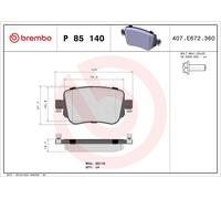 Jeu de plaquettes de frein, frein à disque BREMBO P85140