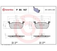 Jeu de plaquettes de frein, frein à disque BREMBO P85167
