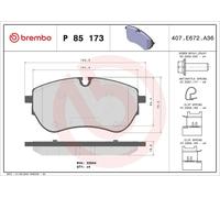 Jeu de plaquettes de frein, frein à disque BREMBO P85173