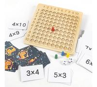 Jeu De Plateau De Multiplication En Bois Montessori, Jouets Éducatifs D'apprentissage Pour Enfants Avec Pièces D'échiquier Et Cartes Flash