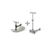 Jeu de plein air Micro Mobility Trottinette évolutive Mini Micro Deluxe Rock & Go LED Vert Sauge