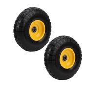 Jeu de Pneus de Roue de Rechange 4.10/3.50-4 pour Diable, Moyeu décalé Jaune de 2.2 Pouces