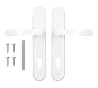 ADGO Ensemble de Poignées de Poignée de Porte pour Une Incrustation de Gâteau éponge de 90 mm, Poignée en Aluminium, Rosace en Acier Enduit de Poudre Galvanisé, Gauche et Droite, Blanc