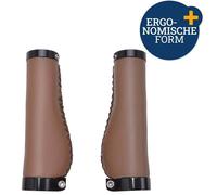 Jeu de poignées de vélo Ergo-Grip aspect cuir 135 mm marron