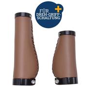 Jeu de poignées de vélo Ergo-Grip aspect cuir pour vitesses à poignée tournante, marron