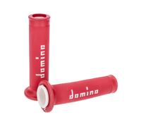 Jeu de poignées Domino A010 On-Road rouge / blanc avec extrémités ouvertes