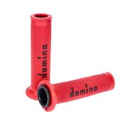 Jeu de poignées Domino A010 On-Road rouge / noir avec extrémités ouvertes