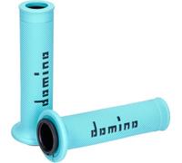 Jeu de poignées Domino A010 On-Road turquoise / noir avec extrémités ouvertes