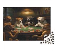 Jeu de Poker Chiens Puzzle de Voyage 1000 Pièces pour Adultes Chiens Jouant au Poker en Style Classique Premium Robuste Haute Qualité Stimulant Anti-Stress 52x38cm/1000pcs