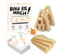 Jeu de pose en bois pour enfants - 30 défis de construction avec vue avant, latérale et supérieure à partir de 5 ans - 20 blocs de construction en bois - pensée spatiale et concentration - pédagogique