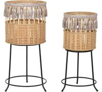 Jeu de pots de fleurs DKD Home Decor 35 x 35 x 68 cm 31 x 31 x 68 cm naturel noir métal brun bambou 32 x 32 x 68 cm