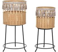 Jeu de pots de fleurs DKD Home Decor 35 x 35 x 68 cm 31 x 31 x 68 cm naturel noir métal brun bambou 32 x 32 x 68 cm