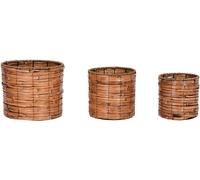 Jeu de pots de fleurs Home ESPRIT Marron Métal Rotin Tropical 31 x 31 x 27 cm