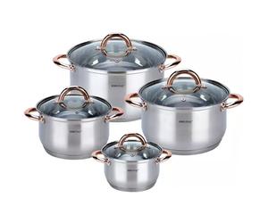 Jeu de pots - KINGHOFF - KH-1763 - Acier inoxydable - 8 éléments - Poignées résistantes à la chaleur