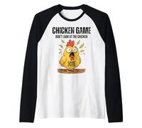 Jeu de Poulet Don't Look at The Chicken Funny Meme Humour Kids Manche Raglan
