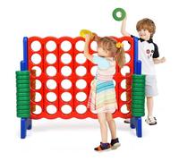 Jeu de Puissance 4 Géant pour Enfant - DREAMADE - 42 Anneaux - Levier de Réinitialisation du Jeu - 120X42X103,5CM - Bleu