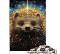 Jeu de Puzzle 1000 pièces Nuit étoilée Hérisson Jeux de Puzzle en Bois Adolescents et Enfants Apprentissage Jouets éducatifs Jeux de Famille （50x75 cm）