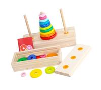 Jeu de Puzzle à 10 Anneaux, Tour en Bois, Robuste, Sûr, Blocs de Bois Colorés, Jouet pour Enfants, Pensée Logique, Jouet éducatif pour la Maison, L'école, la Maternelle (Grande Taille)