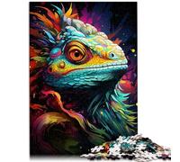 Jeu de Puzzle caméléon Fantastique psychédélique coloré 1000 pièces de Puzzle pour Adultes Puzzle en Bois pour Jeu de Puzzle Stimulant et Jeu en Famille （50x75 cm）