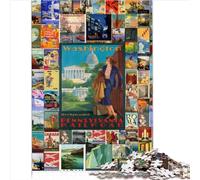 Jeu de Puzzle d'Art Mural de Voyage Vintage pour Adultes - Puzzle en Bois, Excellent Cadeau | Jeux Casse-tête (50x75cm)
