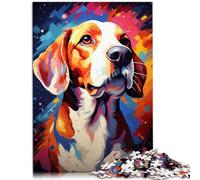 Jeu de Puzzle de 1000 pièces,Beagle Animal psychédélique coloré,adapté aux Adultes Puzzle en Bois,Jeux éducatifs pour Adultes et Enfants,Taille :50x75 cm