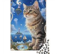 Jeu De Puzzle en Bois Éducatif 1000 Pièces - Chat Manx | pour Stimuler L'Imagination des Adolescents Et Adultes | Apprendre en S'amusant