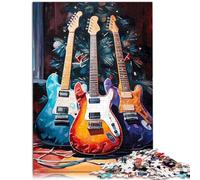 Jeu de Puzzle Guitare Arbre de Noël 1000 pièces en Bois, Jouets éducatifs d'apprentissage, Jeux familiaux, Cadeaux d'anniversaire de Noël (50 x 75 cm)