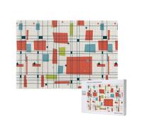 Jeu de Puzzle pour Adultes : Puzzles stimulants, Puzzles de 1000 pièces, Grille Abstraite Moderne du Milieu du siècle.
