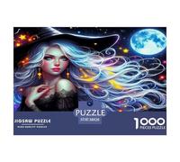 Jeu de Puzzle Sorcière 1000 pièces - Cadeau Stimulant - Puzzle Cheveux Nébuleuse Cosmique Sorcière pour Adultes - Décoration Murale - Jeu Éducatif - 38 x 26 cm / 1000 pièces