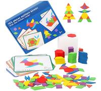 Jeu de Puzzle Tangram en Bois de 155 pièces avec 12 Cartes Recto Verso, idéal pour l'apprentissage des Formes et l'éveil mathématique. Ce Jeu éducatif stimule la créativité et 'Imagination.
