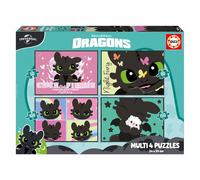 Jeu de puzzles Educa How to Train Your Dragon Multi 4 4 puzzles 50/80/100/150 pièces Bleu