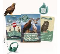 Jeu de Quatuor Oiseaux de Proie - Jeu de cartes avec 32 oiseaux de proie dans le duel de l'atout - Jeu éducatif innovant avec contenu audio (code QR) pour enfants à partir de 6 ans - Durable en papier